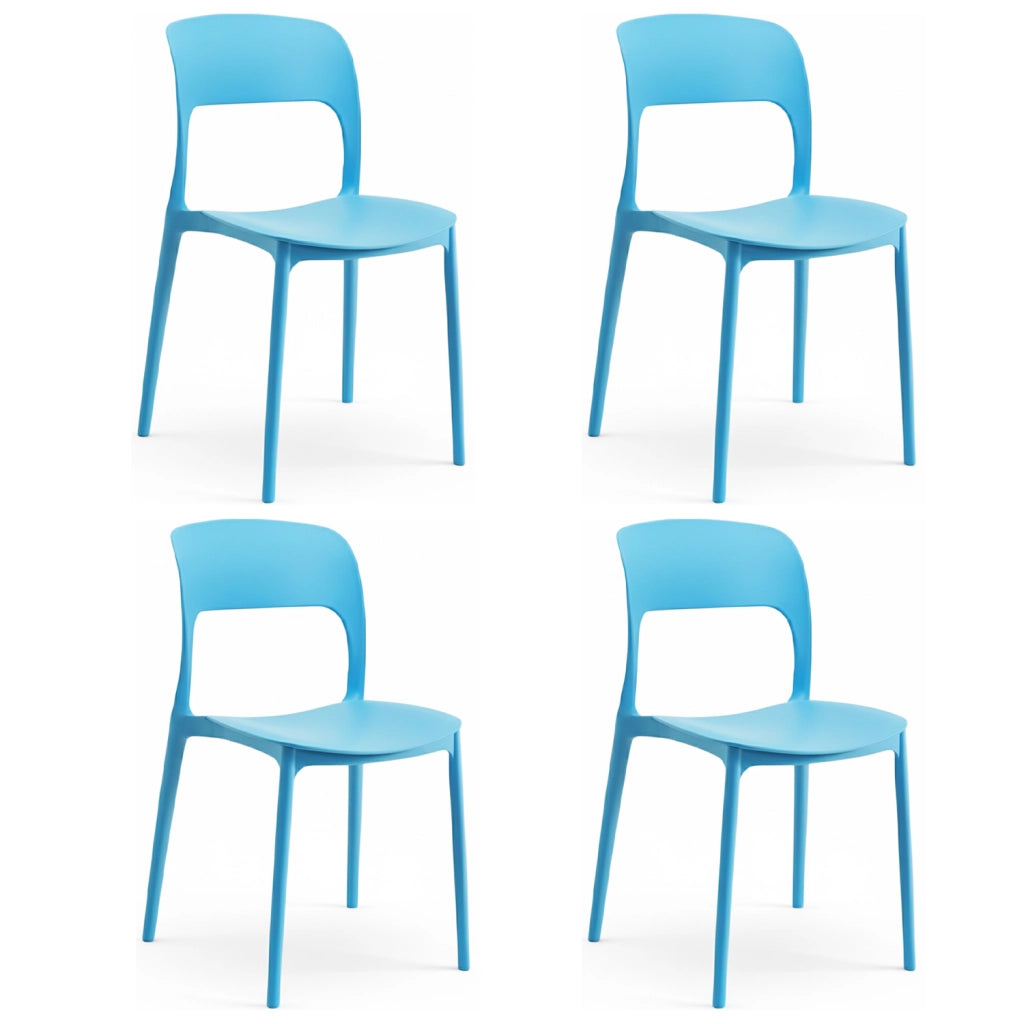 Sedia In Polipropilene Marte Ergonomica Arredo di Design Esterno e Interno da Giardino Impilabile Sedie  Azzurro/4 Sedie