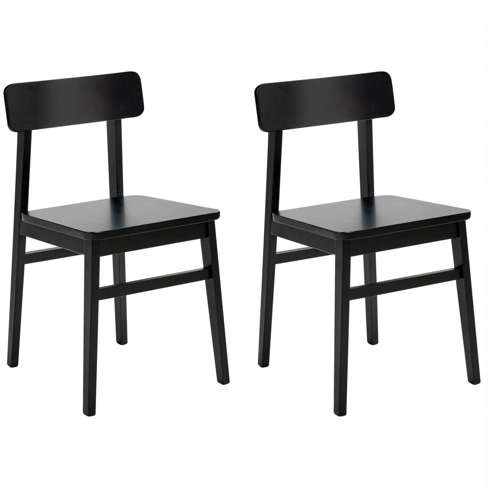 Set di 2 sedie da pranzo con struttura in legno di gomma nero Mobili da cucina e sala da pranzo in stile tradizionale