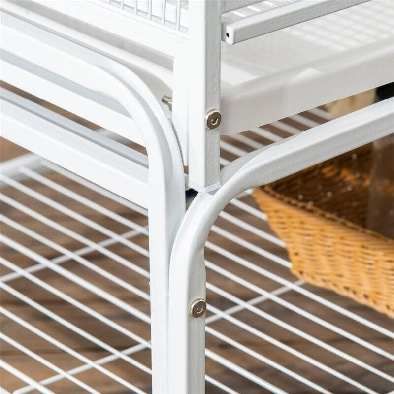 GABBIA PER UCCELLI IN ACCIAIO E PP CON POSATOI, GIOCHI, CONTENITORI PER CIBO E VASSOIO, 83X53X180 CM, BIANCO
