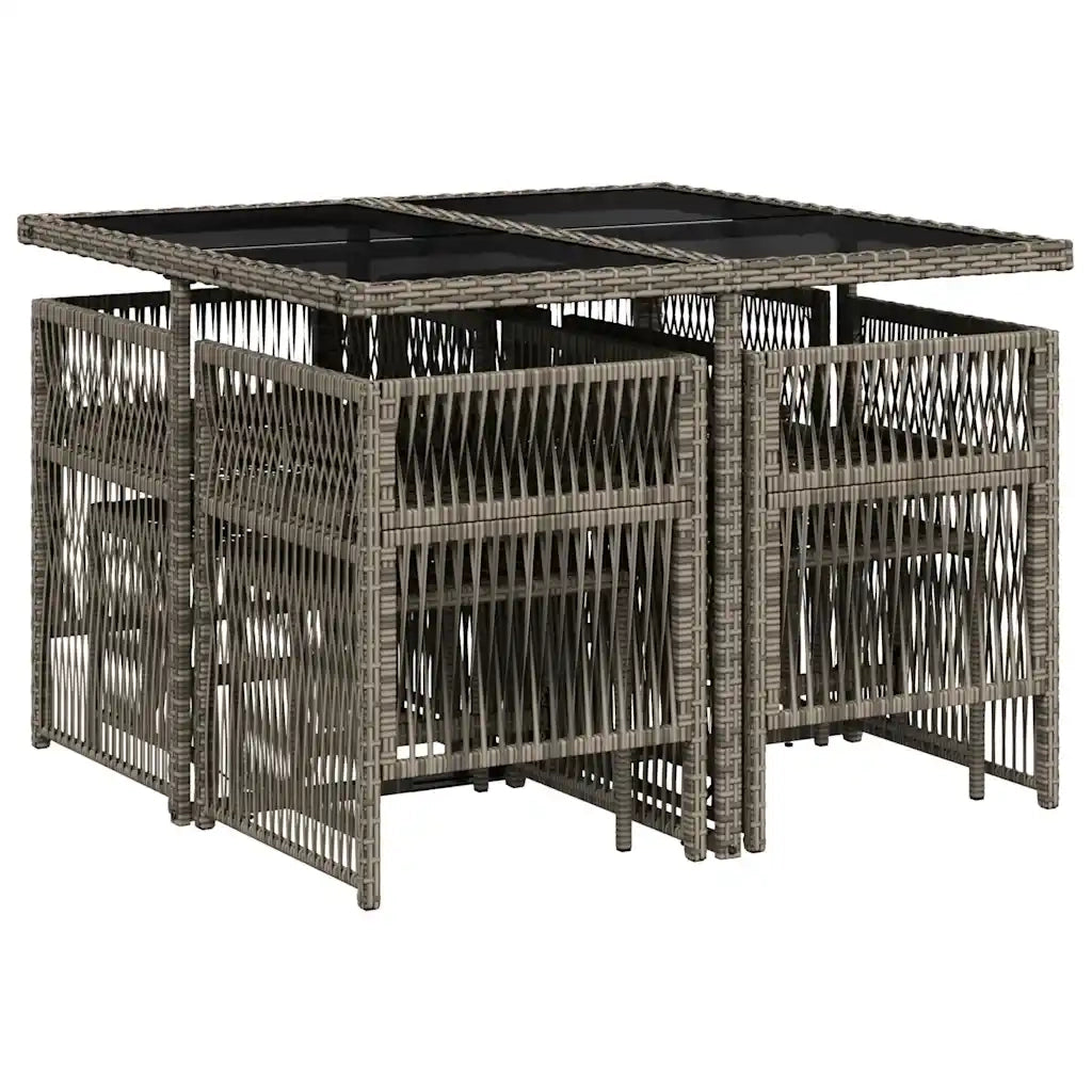 Set da Pranzo da Giardino 9 pz | Set Salotto da Giardino con Cuscini in Polyrattan Grigio