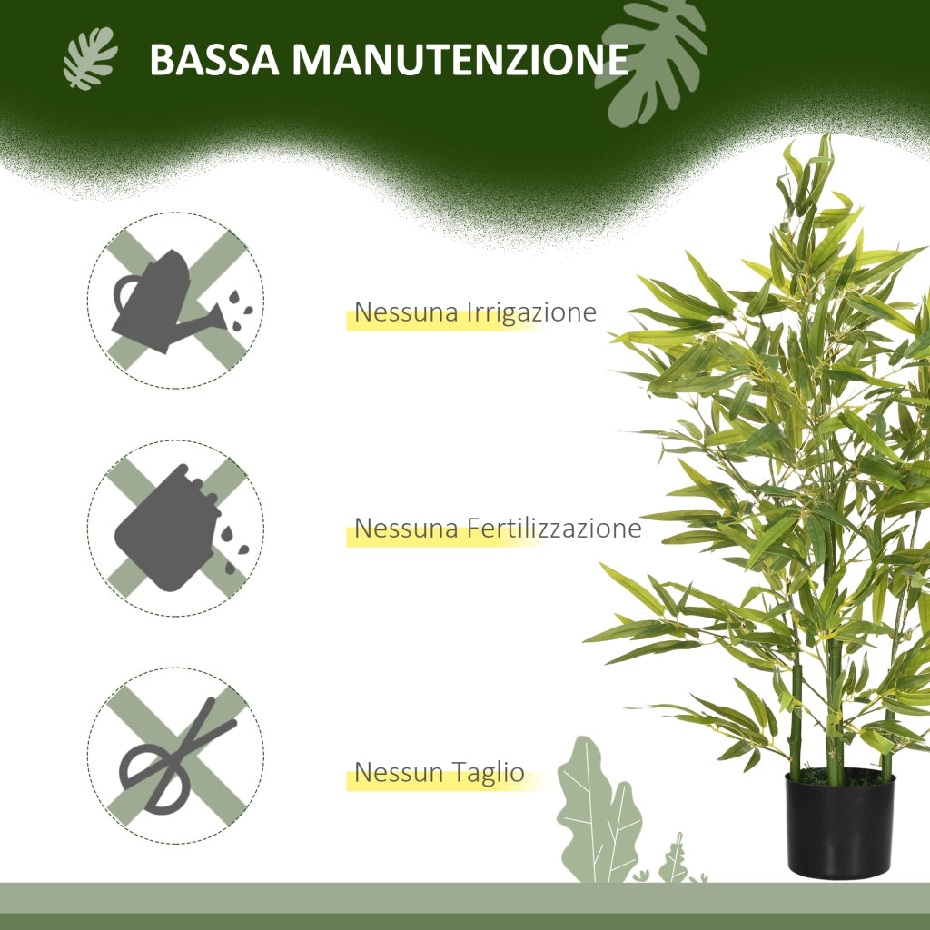Pianta Artificiale Bambu ¨C zephmum ¨C Verde 90 cm Vaso Cemento 15x12.5 cm