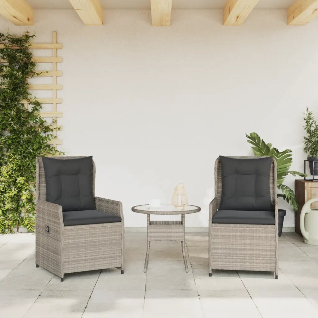 Sedie da Giardino Reclinabili 2 pz | Sedie da Esterno Grigio Chiaro Polyrattan