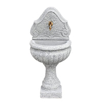 Fontana a Parete da Giardino Senza Rubinetto in Cemento Granulato di Marmo Oglio Bianco/Nero