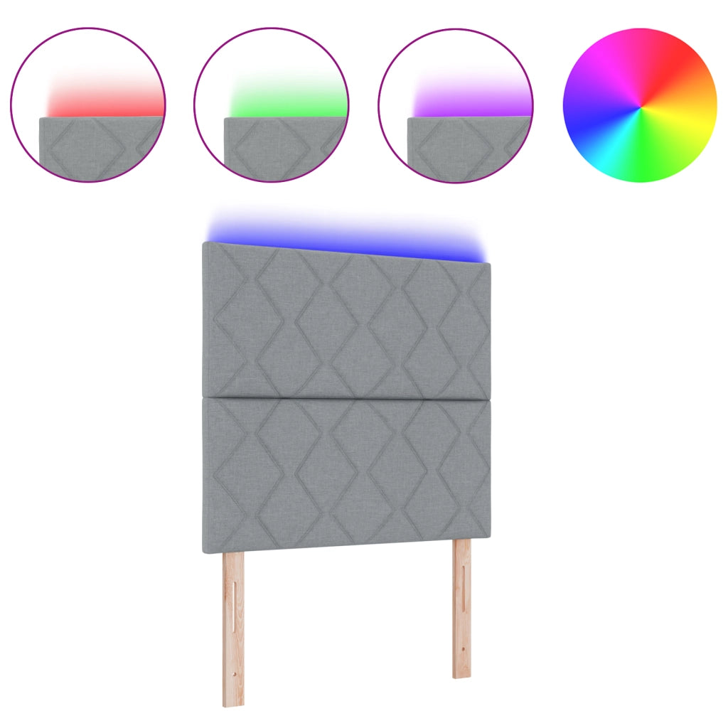 Testata LED  Design a Blocchi Diamante Grigio Chiaro 100 cm Tessuto