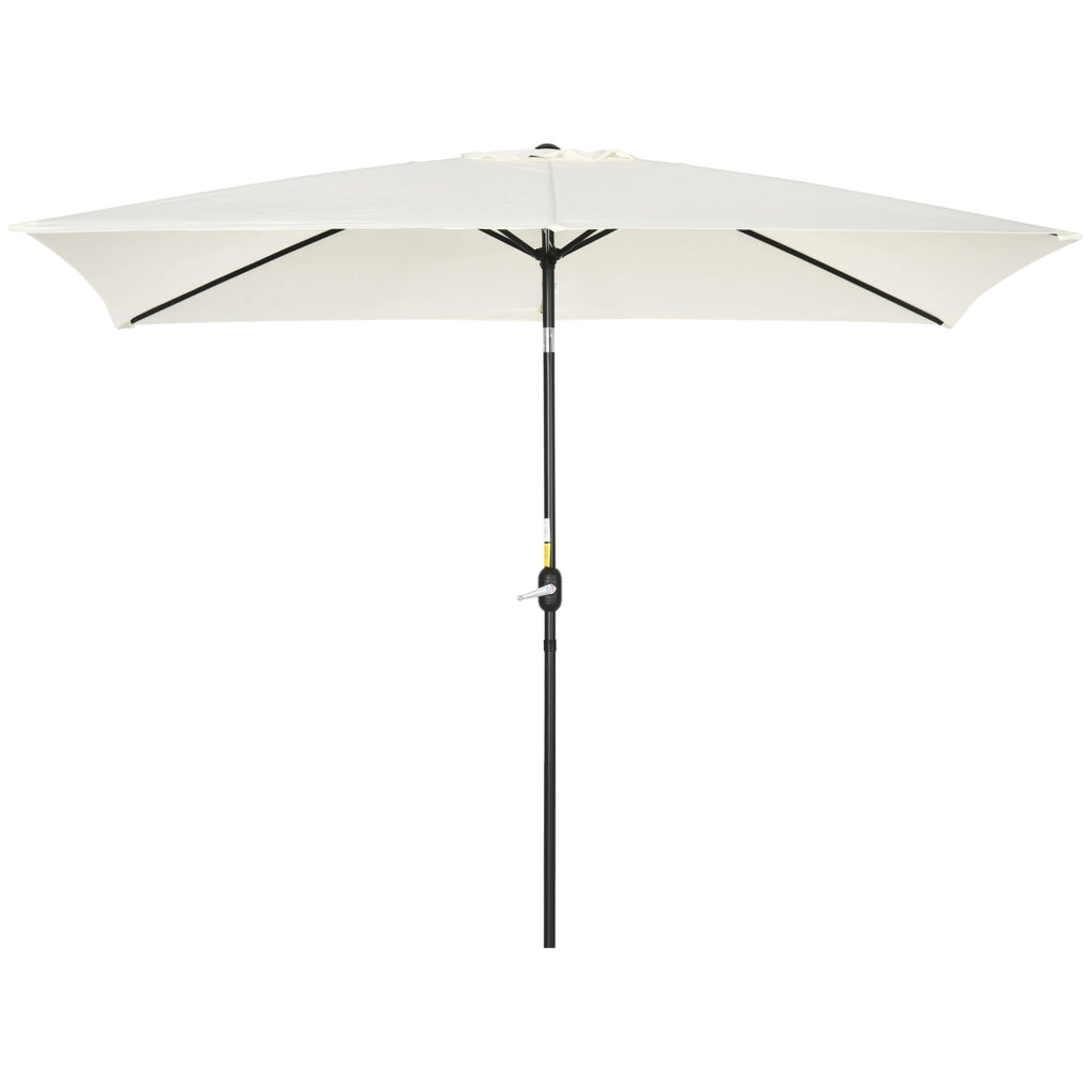 Ombrellone Rettangolare Pieghevole 2x3 m ¨C zephmum ¨C Bianco Crema, Alluminio, Poliestere