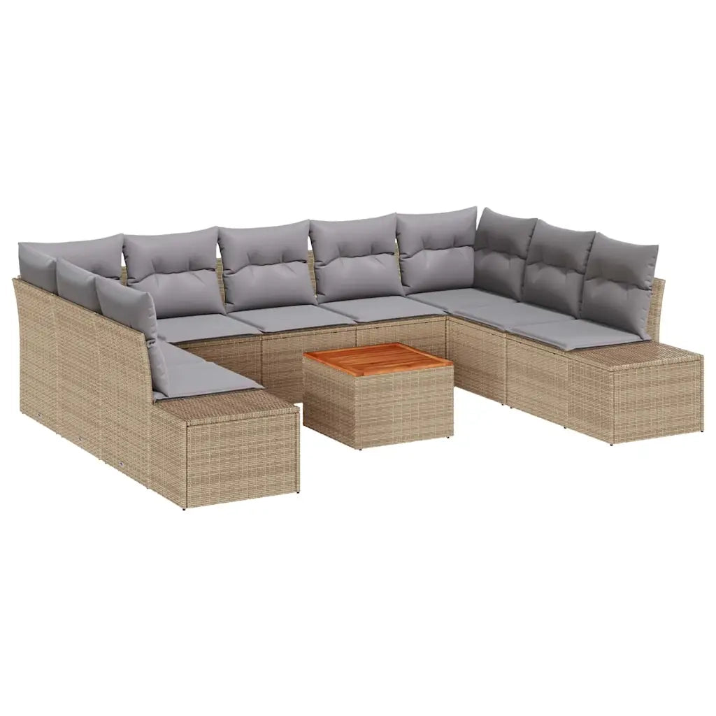 Set Divano da Giardino 10 pcs beige e grigio chiaro