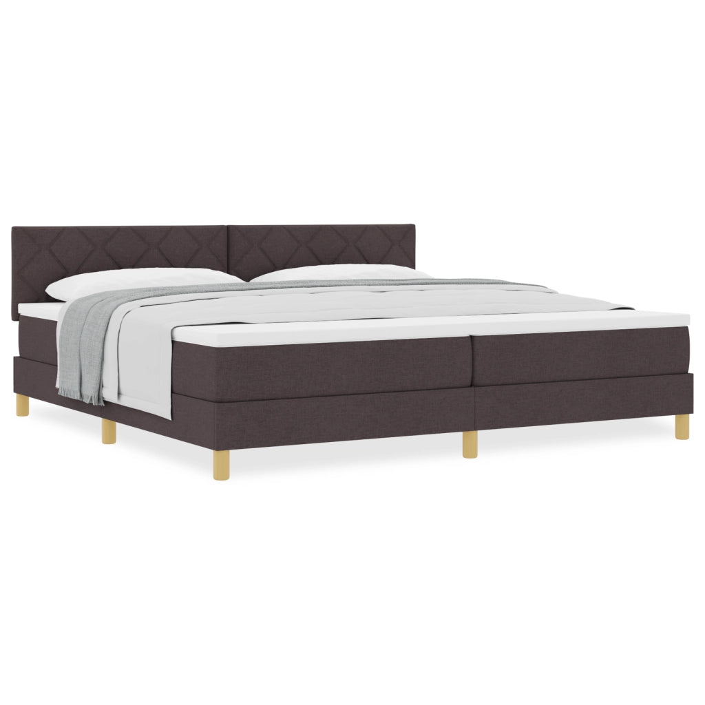 Letto con Rete e Materasso Marrone Scuro 200x200 cm Tessuto
