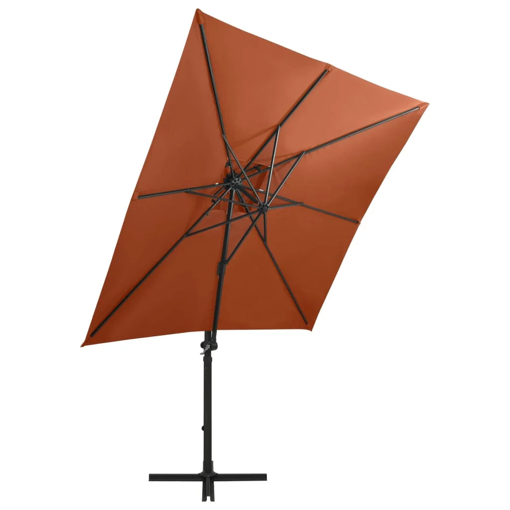 Ombrellone da giardino a sbalzo con palo e luci LED 250 cm terracotta 02_0008538