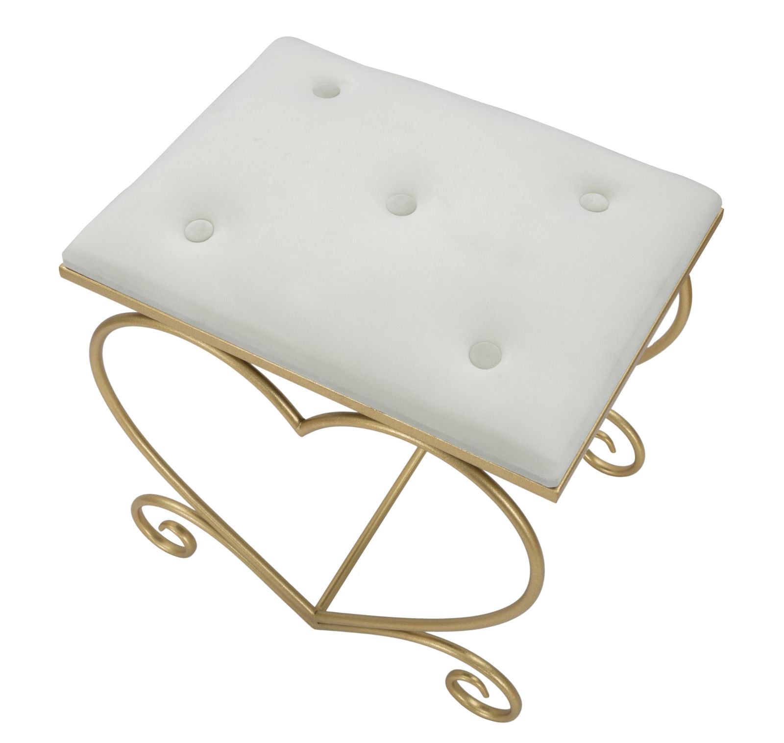 Sgabello Heart Crema 50x37,5x51,5 cm in Ferro e MDF e Spugna e Poliestere Oro e Rosa