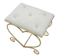 Sgabello Heart Crema 50x37,5x51,5 cm in Ferro e MDF e Spugna e Poliestere Oro e Rosa