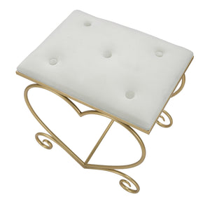 Sgabello Heart Crema 50x37,5x51,5 cm in Ferro e MDF e Spugna e Poliestere Oro e Rosa