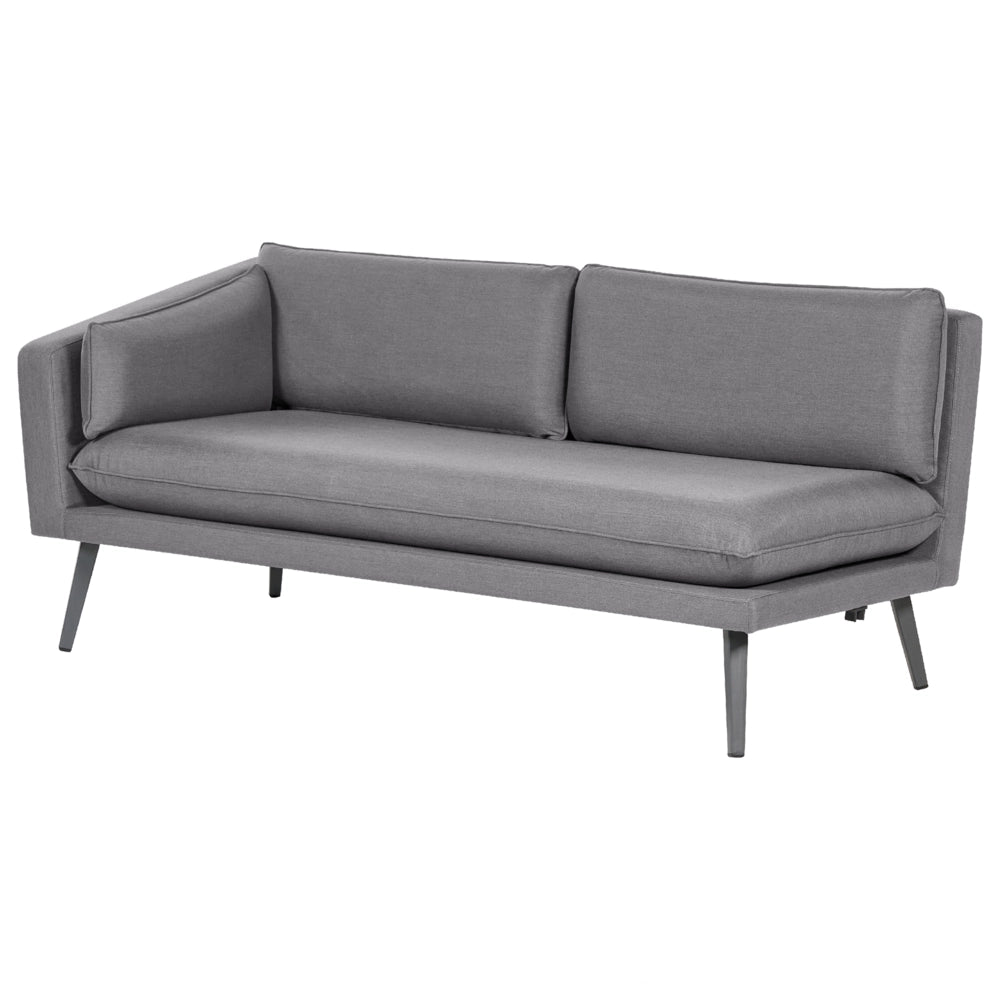 Divano angolare destro da esterno grigio Poliestere Rivestito 3 Posti Divano da giardino Resistente all'acqua UV Design Moderno