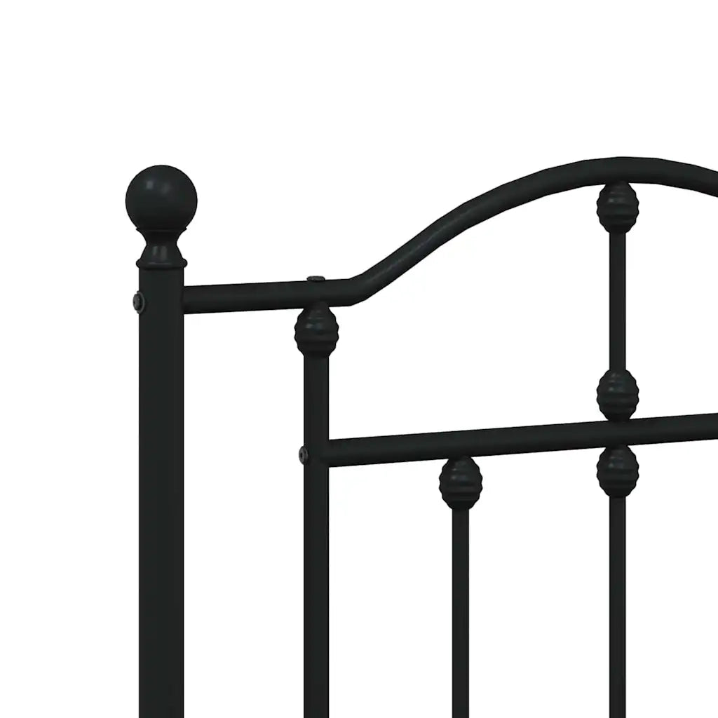 Giroletto con Testiera-Struttura Letto con testiera in Metallo Nero 140x190 cm 160976