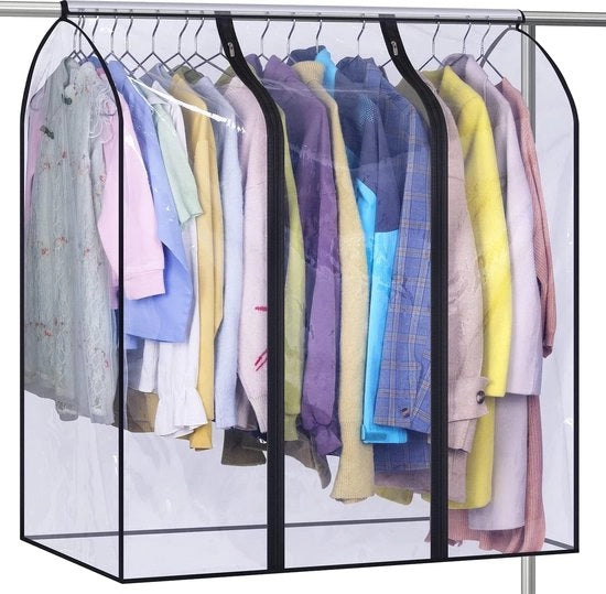 Porta cappe per stendino 40" in stoffa trasparente, impermeabile, con cassetta chiusa e contenitore per la conservazione di abiti, gonne e camicie.
