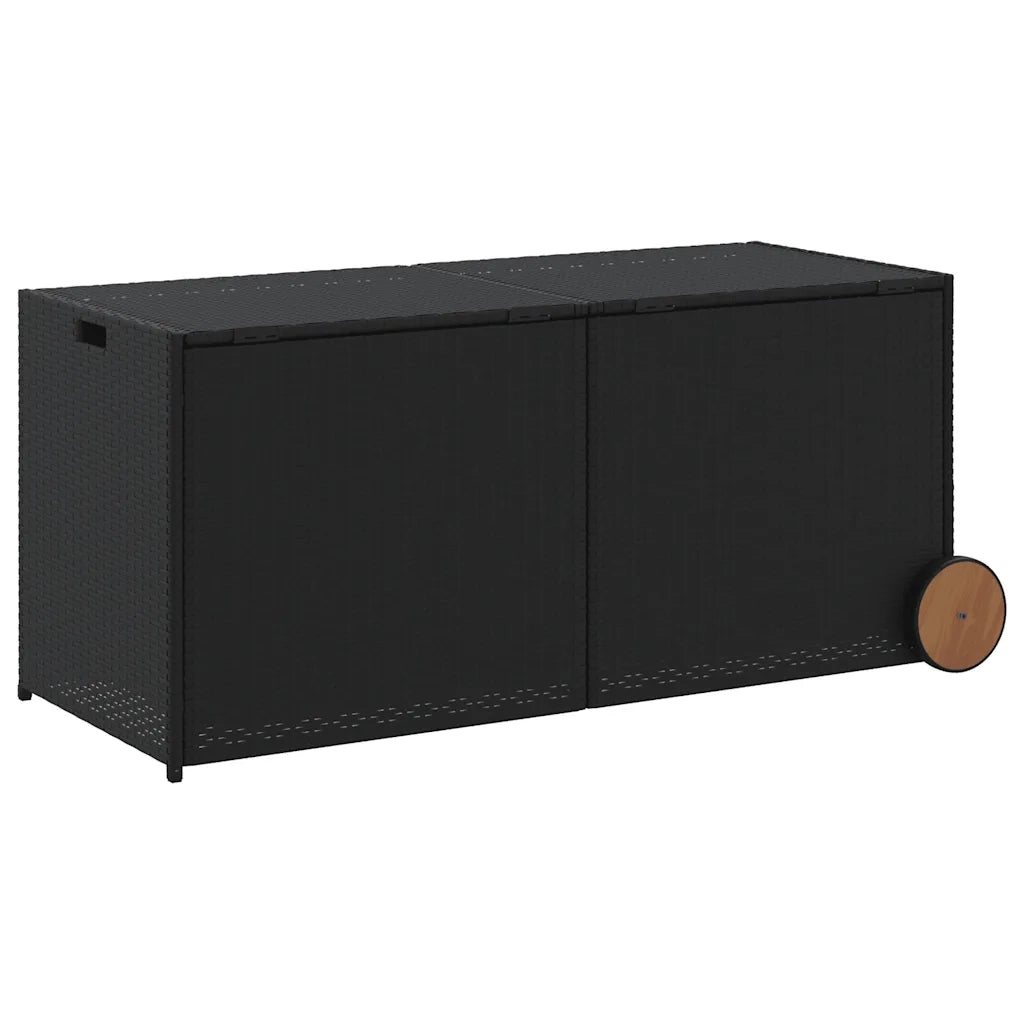 Contenitore da Giardino con Ruote Nero 283L in Polyrattan