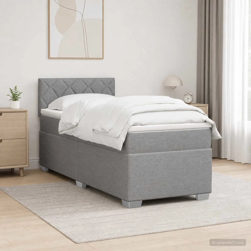 Letto box spring con materasso Grigio Chiaro 100 x 200 cm 3450418