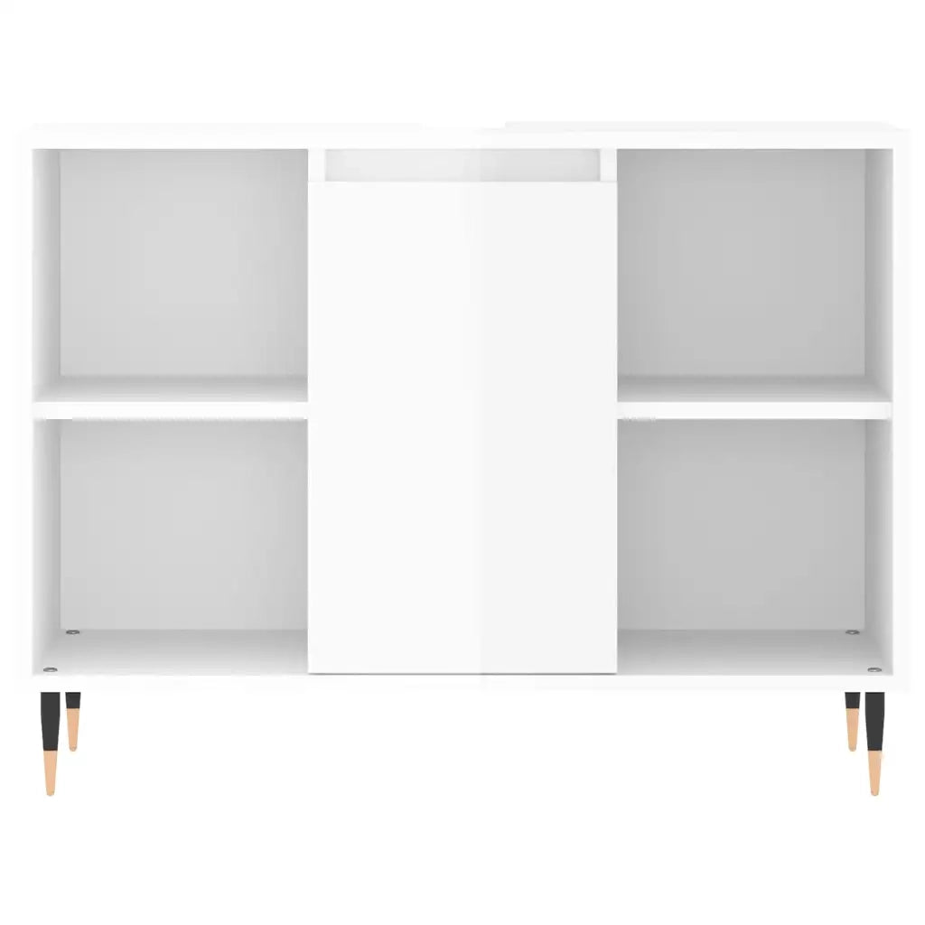 Armadietto Bagno | Armadio da bagno Bianco Lucido 80x33x60cm in Legno Multistrato
