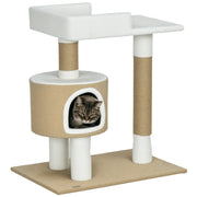 Tiragraffi per Gatti con Cuccia ¨C Xylo ¨C 70x49x79 cm, Naturale e Bianco