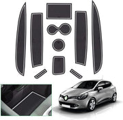 Pavimenti Antislittamento per Clio 4 2013-2019, Mattoncini in Gomma per Console Centrale, Supporto Braccio, Porta Tazza, Piatto (Bianco)