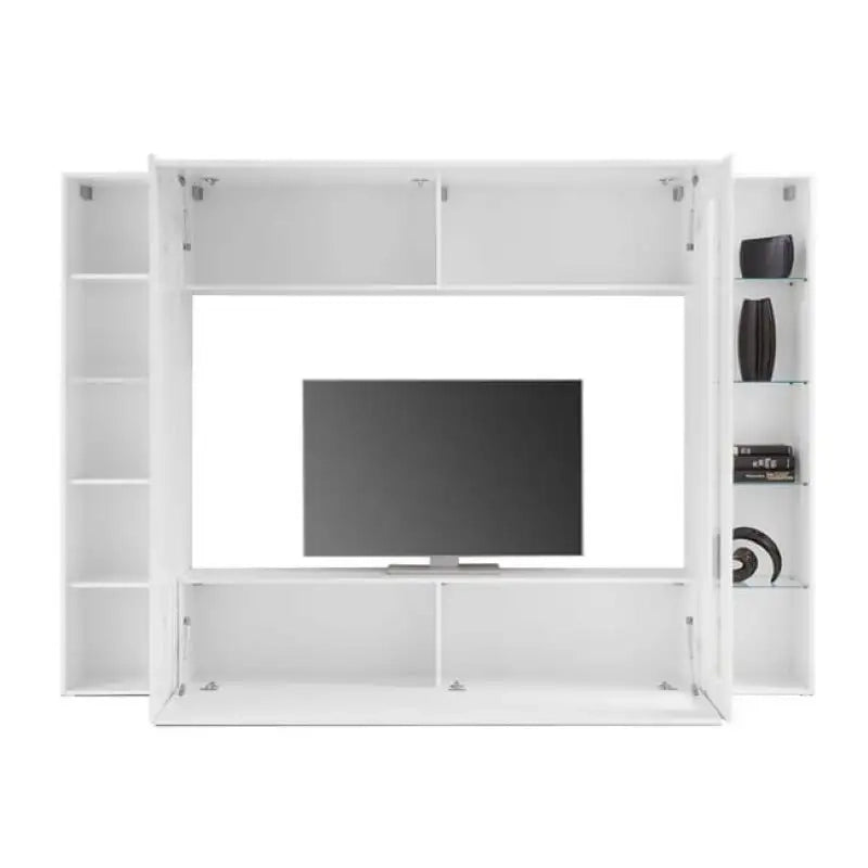 Parete attrezzata bianco lucido porta TV colonna vetrina pensile Joy Ledge