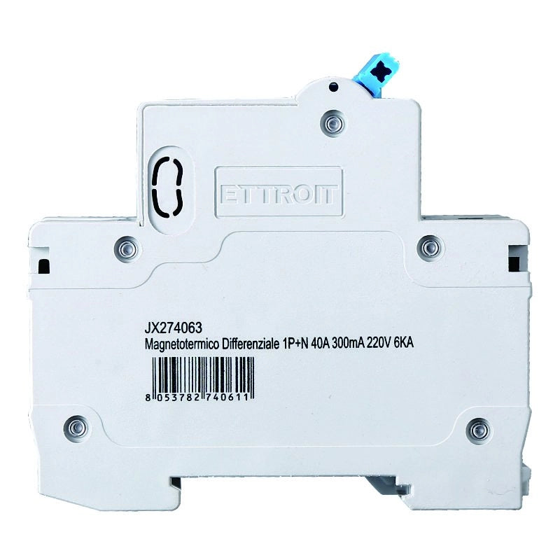ETTROIT Interruttore Magnetotermico Differenziale 1P+N 40A 6KA 300mA 220V Occupa 2 Moduli DIN