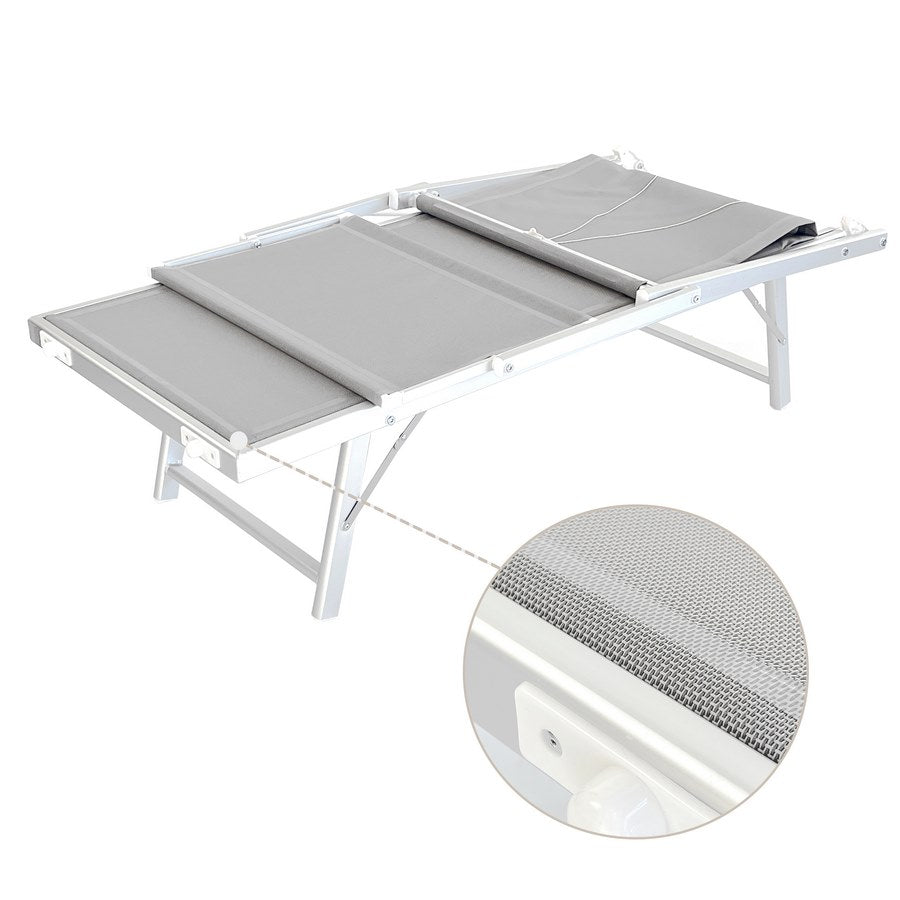 Lettino Prendisole da Giardino 181x60xH39 cm in alluminio e tela grigia Bagnino
