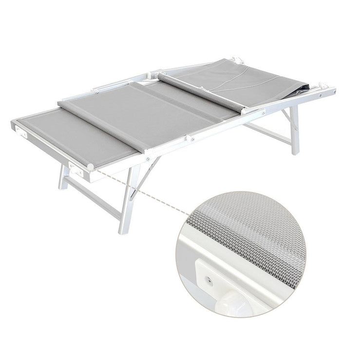 Lettino Prendisole da Giardino 181x60xH39 cm in alluminio e tela grigia Bagnino