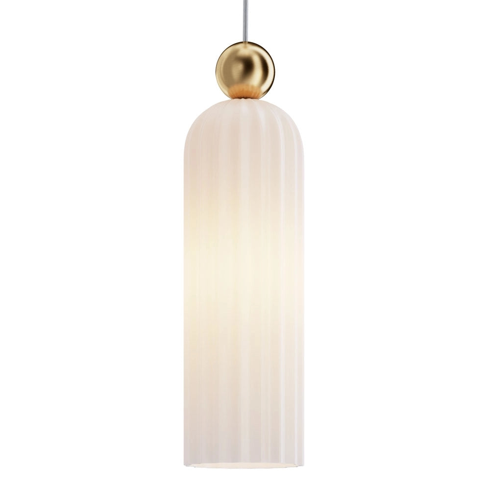 Sospensione Contemporanea Antic Metallo Oro 1 Luci Diffusore In Vetro Bianco