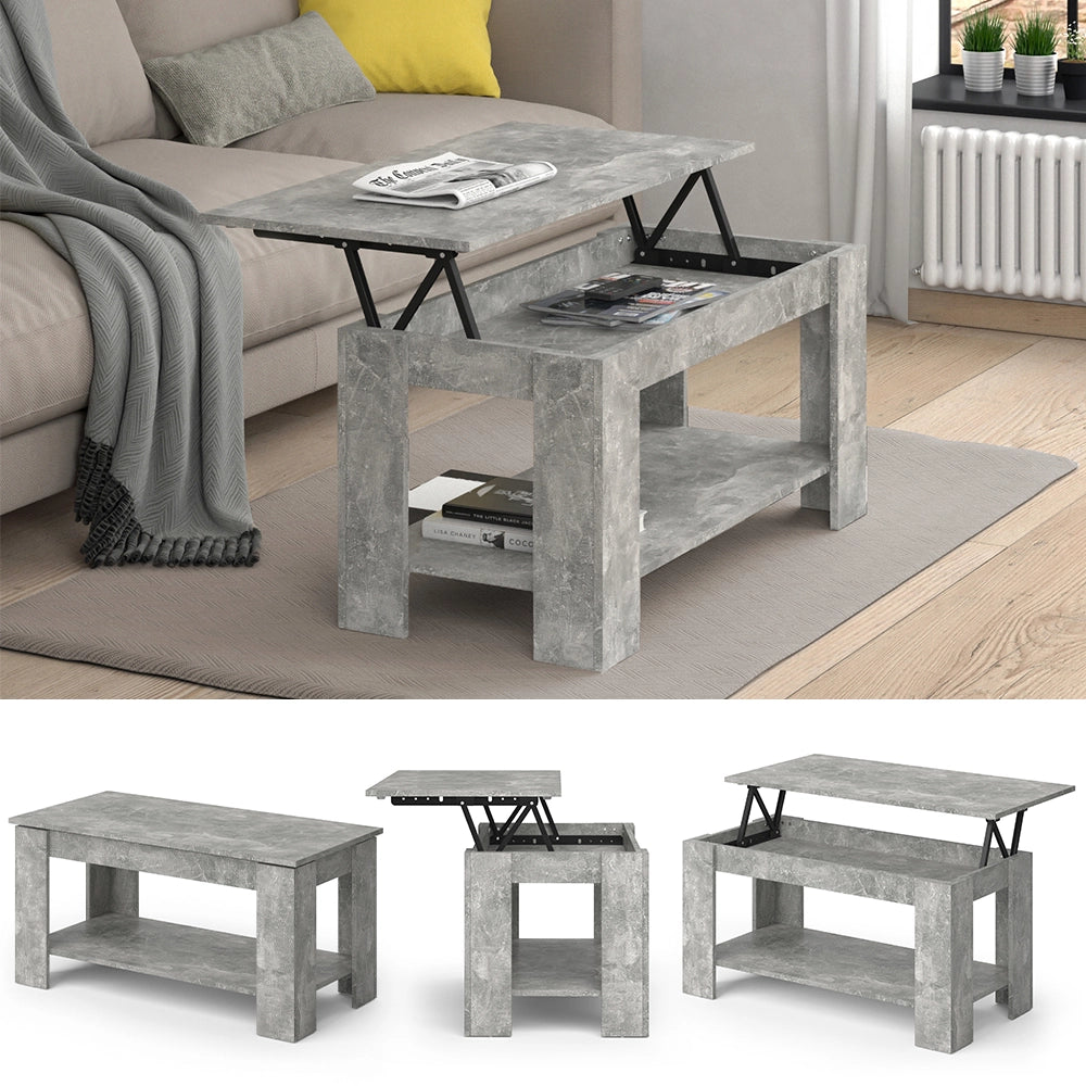 Vicco Tavolino soggiorno Calcestruzzo 100 x 50 cm con funzione di sollevamento