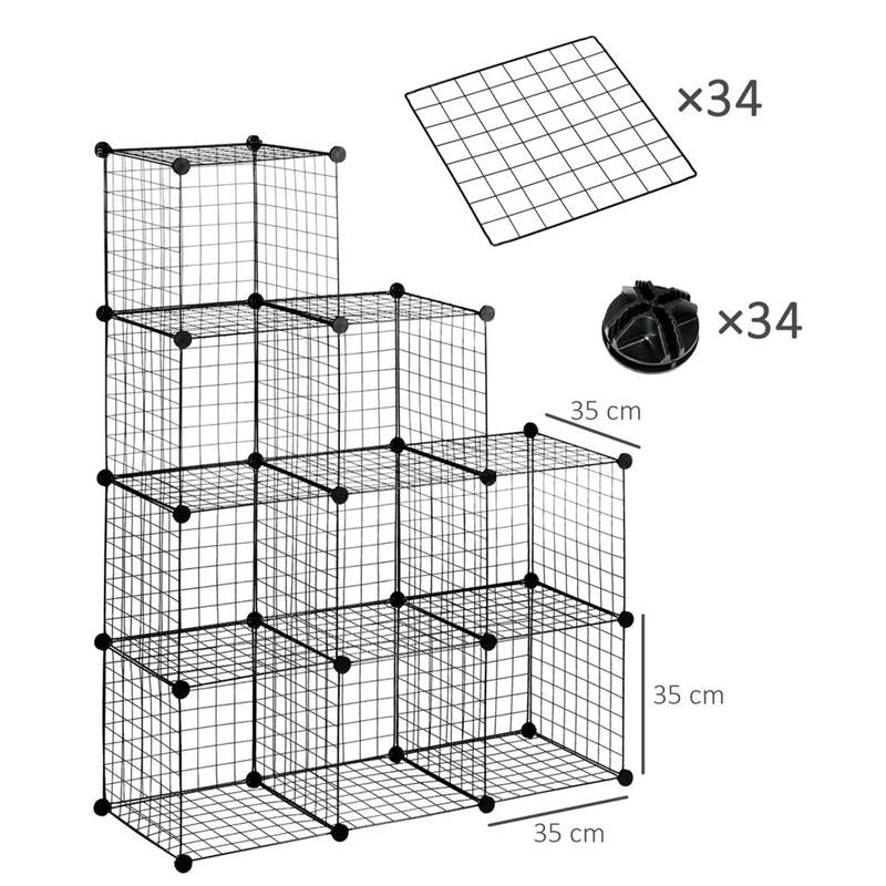 MOBILE LIBRERIA SALVASPAZIO 9 CUBI IN RETE  35X35X35 CM NERO