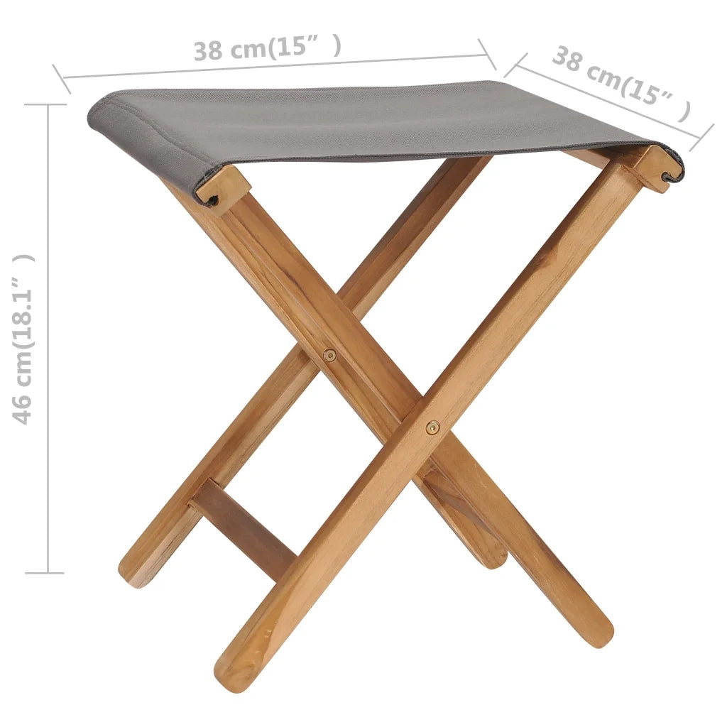 Sedie Pieghevoli 2 pz in Legno di Teak e Tessuto Grigio Scuro cod mxl 14430