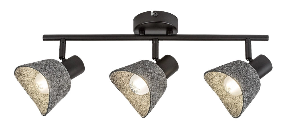 Plafoniera Rabalux Farelia 3xE14 feltro grigio nero