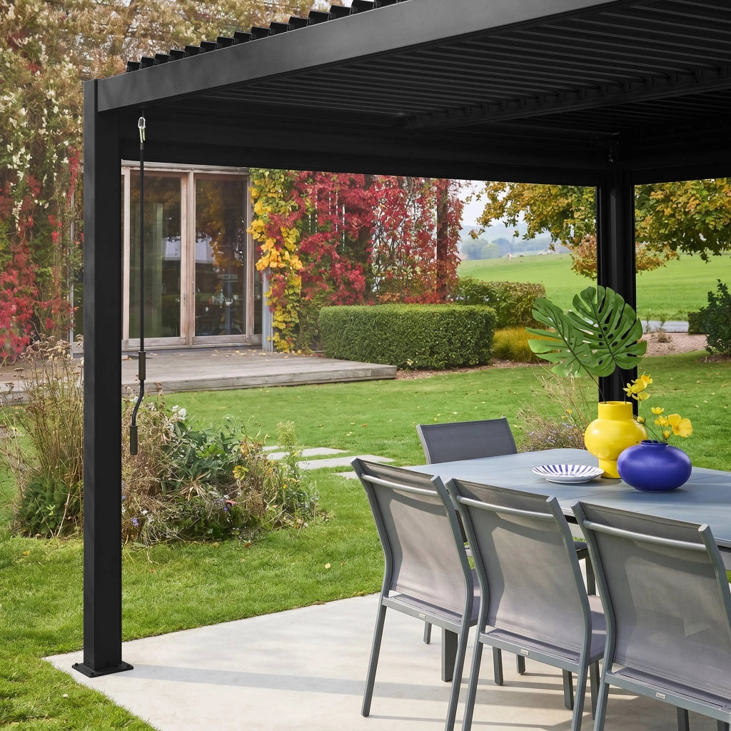 tenda laterale avvolgibile alluminio e textilene per pergola, 3m,