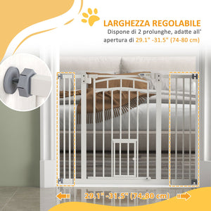 Cancellino per Cani taglia Piccola e Media 74-100x76 cm in Acciaio e PA Bianco