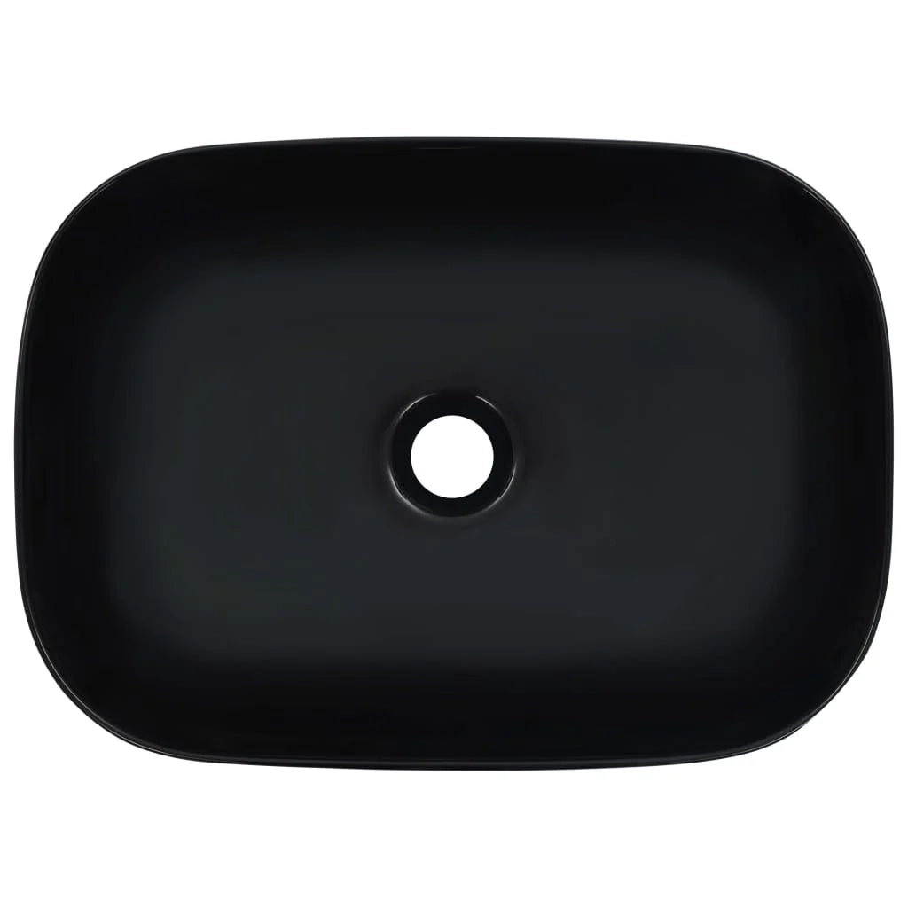 Lavabo da appoggio per l'interno del bagno bagno di servizio cabina WC 45,5 x 32 cm ceramica nera 02_0002625