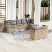 Set Divano da Giardino 9 pz con Cuscini Beige in Polyrattan 3250148