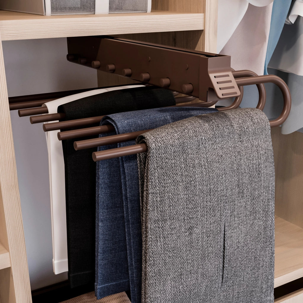 Emuca Porta pantaloni estraibile, Destra, Verniciato moka, Acciaio e Tecnoplastica, 1 u.