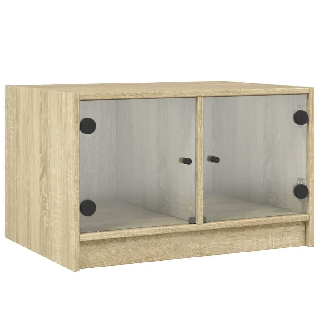 Tavolino da salotto | Tavolino da caff¨¨ | Tavolino da Soggiorno con Ante in Vetro Rovere Sonoma 68x50x42 cm