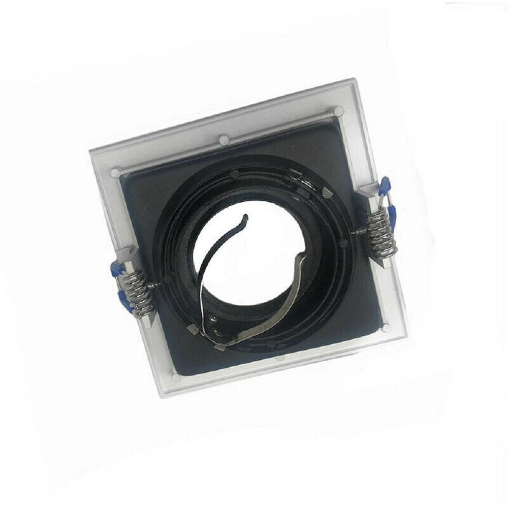 Trade Shop - Portafaretto Incasso Quadrato Acciaio P23 Orientabile Supporto Faretto Porta Faretti - Bianco E Nero