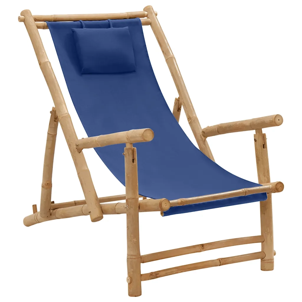 Sedia a Sdraio in BambÃ¹ e Tela Blu Marino cod mxl 16975
