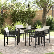 Set da Pranzo per Giardino 5 pcs Nero polyrattan 3380741