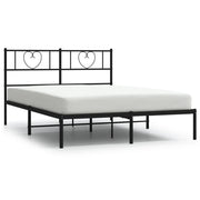 Letto matrimoniale | Letto per adulti | Giroletto con Testiera in Metallo Nero 120x200 cm