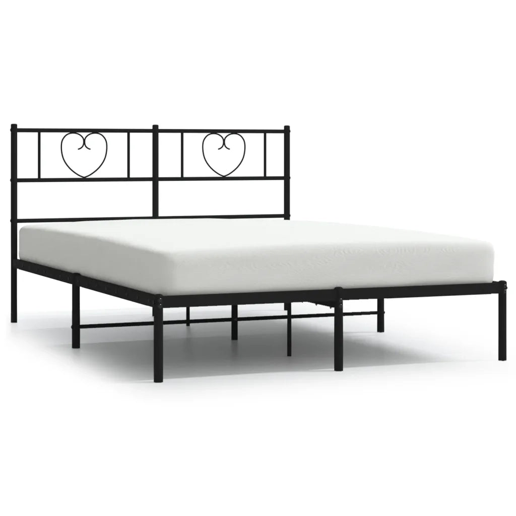 Letto matrimoniale | Letto per adulti | Giroletto con Testiera in Metallo Nero 120x200 cm