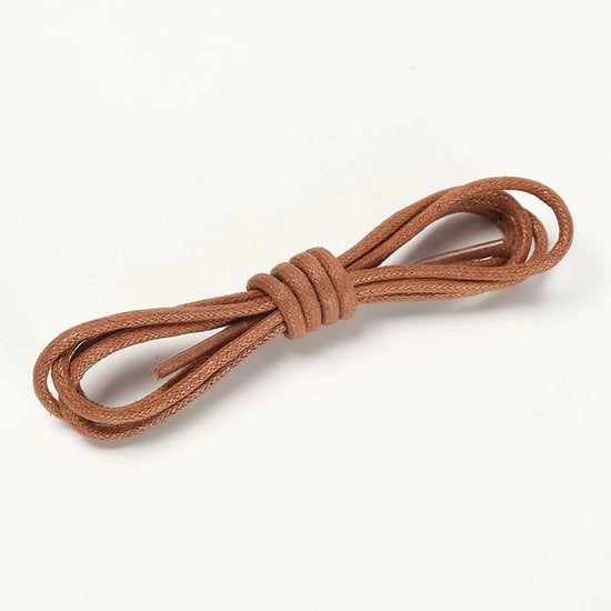 Due paia di cinture di scarpa sostitutive sottili e arrotondate, verniciate, con diametro 2,5 mm per scarpe eleganti, oxford, brogue, derby, Martin, oxford o desert boot (1,3 m) - marrone - 1,3m