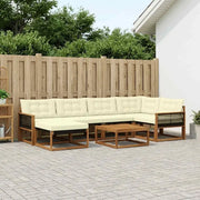 Set di divani da esterno con cuscino 7 pcs Naturale e Crema