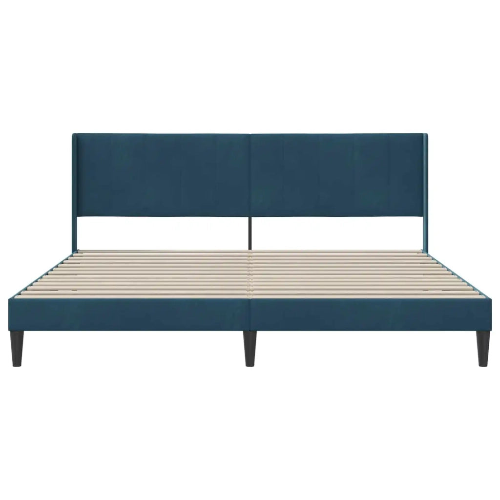 Struttura del letto con testiera Blu 200 x 200 cm Velluto