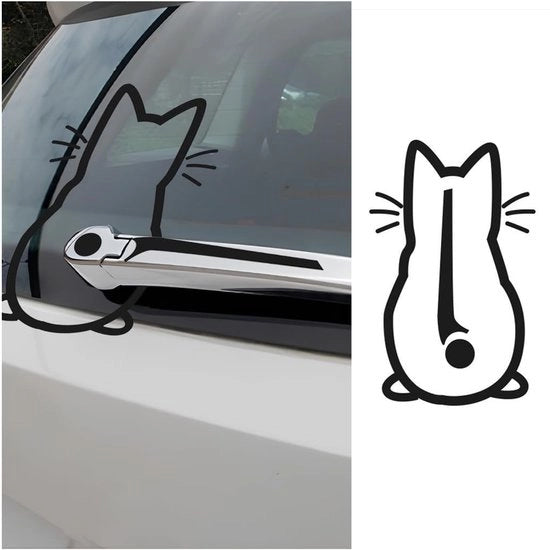 Sticker per Auto con Gatto - Cartoon - Sticker Acquatico per Auto - PVC - 20 x 32 cm - Facile da Applicare - Sticker per Auto con Animali
