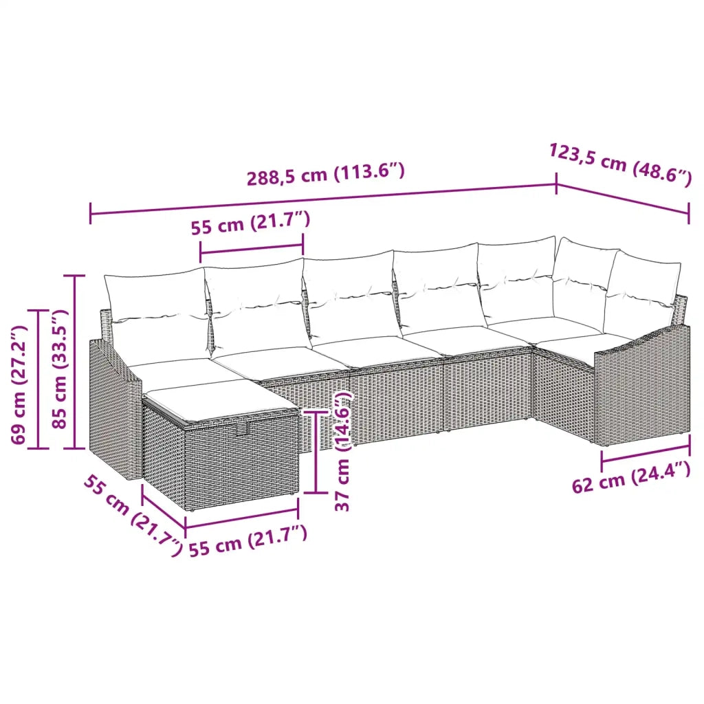 Set di divani con cuscino con archiviazione Nero polyrattan 3359305