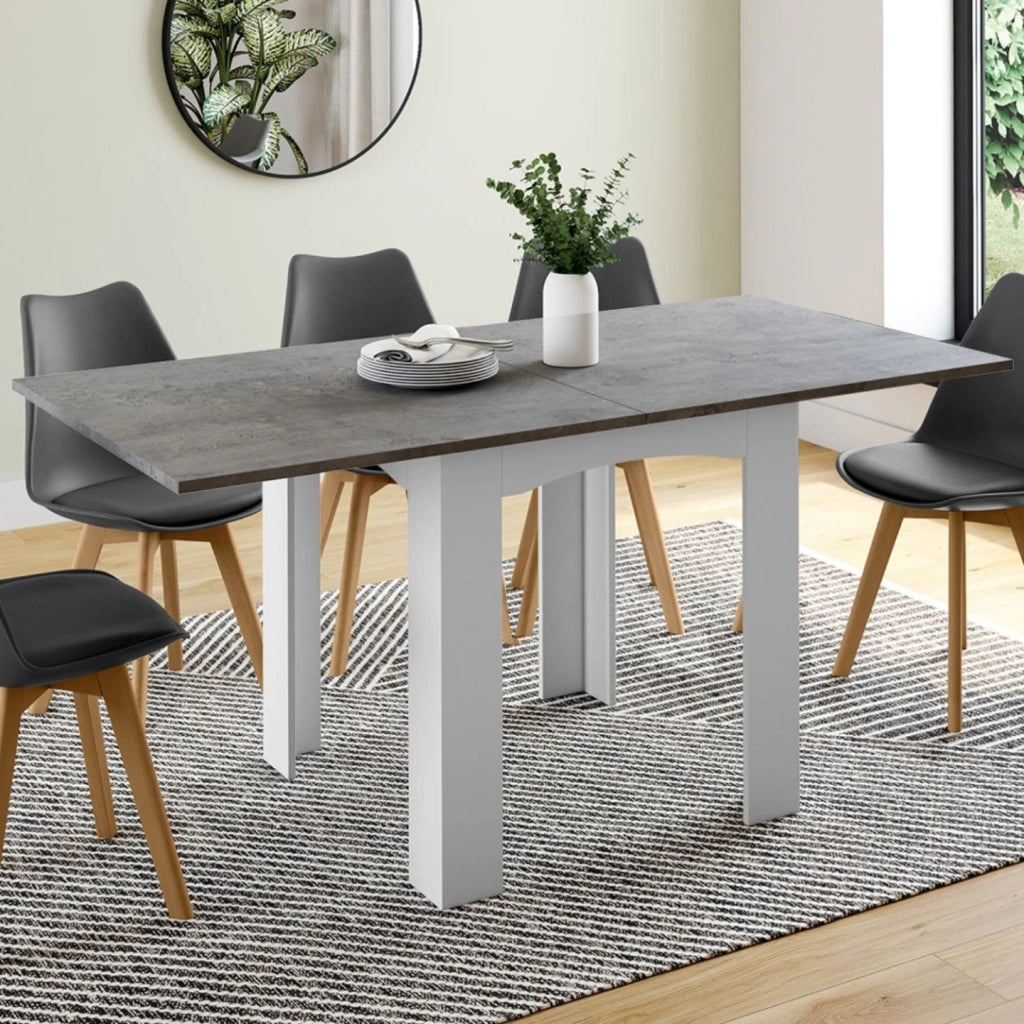 IDMarket - Tavolo da pranzo allungabile DONA per 4-8 persone con piano effetto cemento cerato 80-160cm