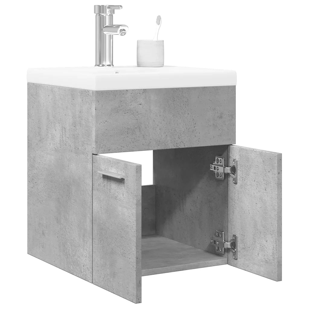 Set Mobili da Bagno 2 pz Grigio Cemento in Legno Multistrato 3324857